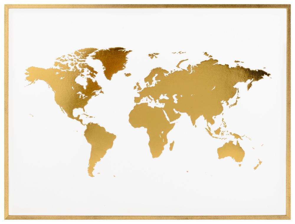 Mappa del mondo i Oro - Laminato Poster