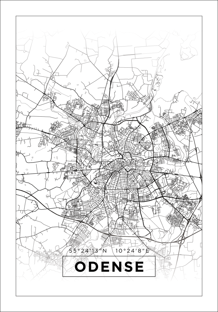 Mappa - Odense - Poster bianco