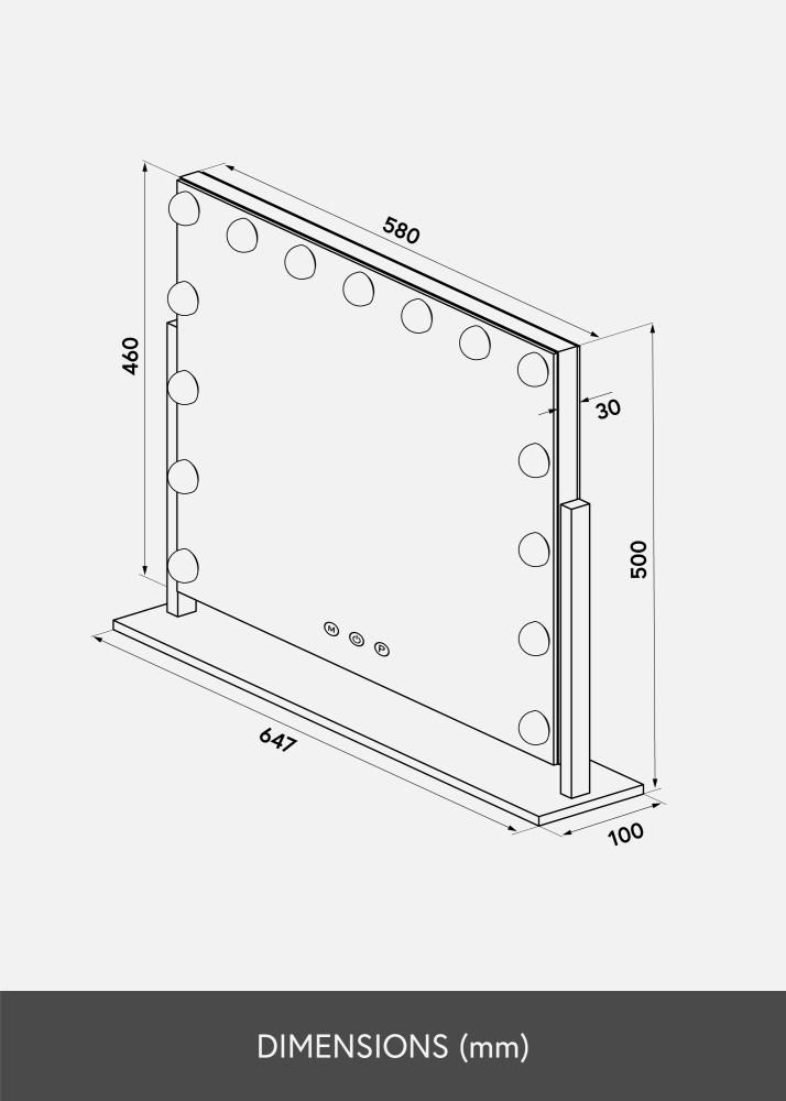 KAILA Specchio per trucco Soft Corner LED Argento 65x50 cm