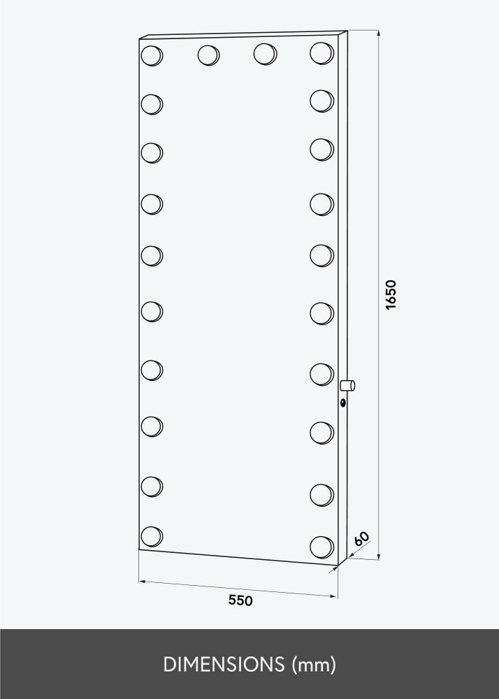 KAILA Specchio Tall LED Nero 55x165 cm