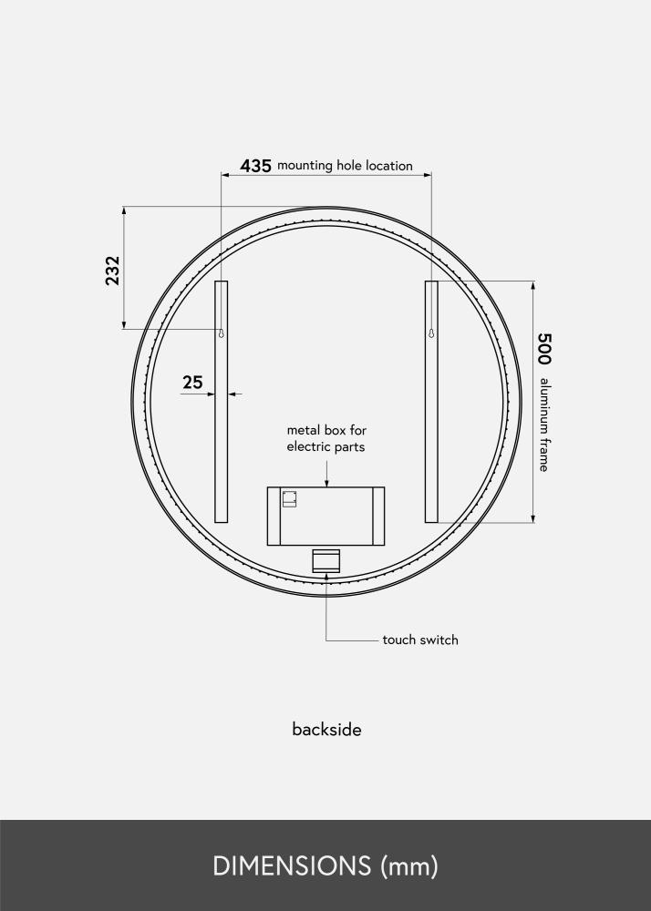 KAILA Specchio Circle LED Nero 80 cm Ø