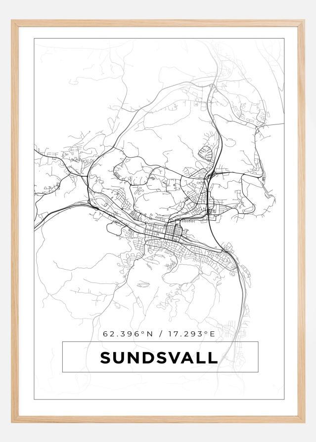 Mappa - Sundsvall - Poster bianco