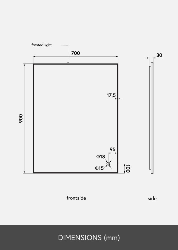 KAILA Specchio Corners II LED 70x90 cm