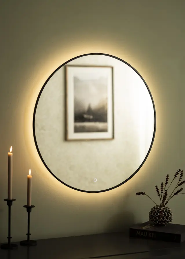 KAILA Specchio Circle LED Nero 80 cm Ø