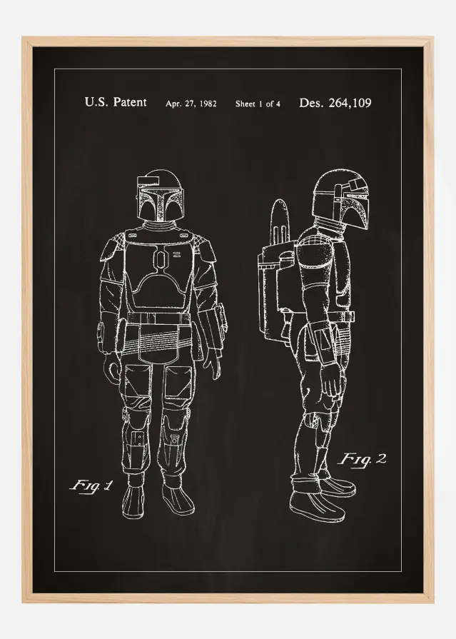 Disegni di brevetti - Star Wars - Boba Fett - Nero Poster