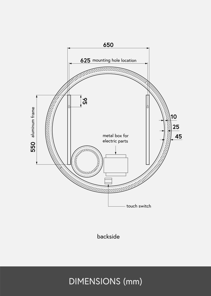 KAILA Specchio Circular Magnifying LED 100 cm Ø