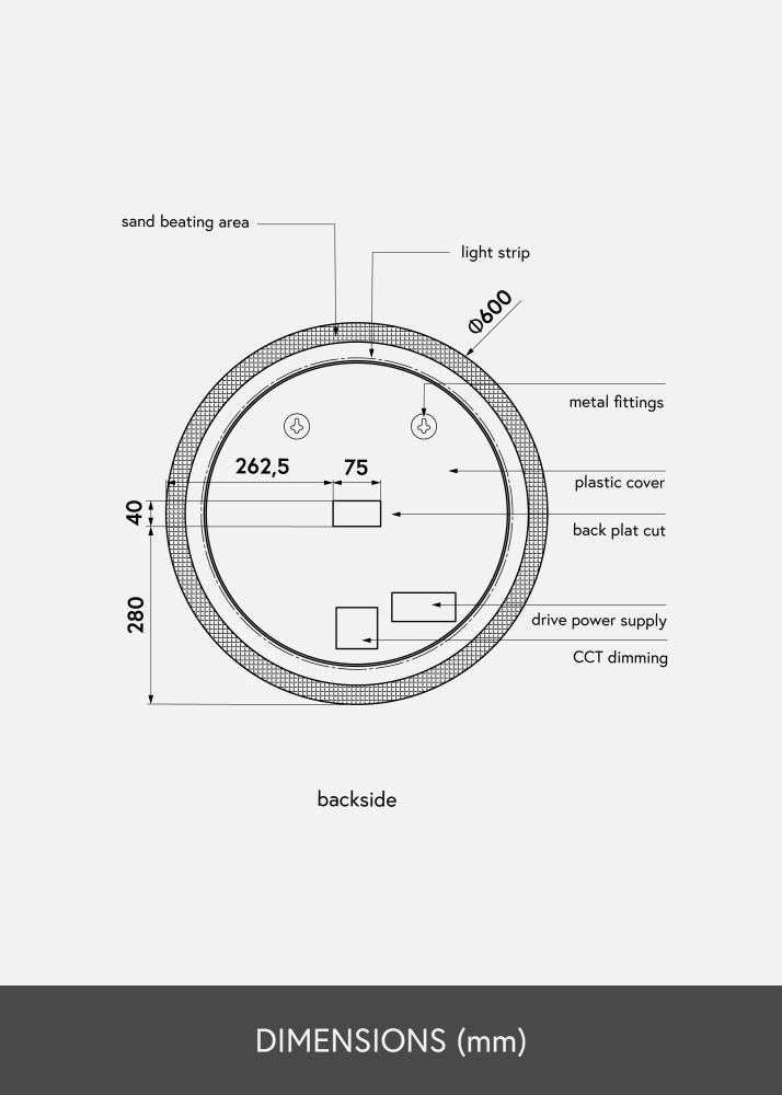 KAILA Specchio Circular LED 60 cm Ø