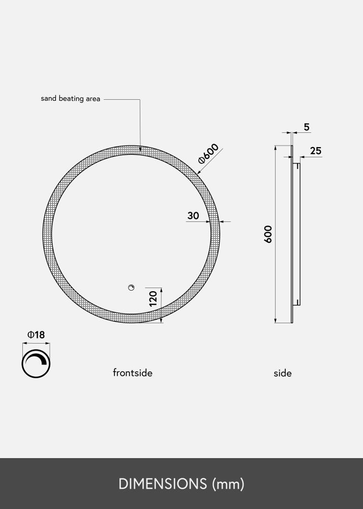 KAILA Specchio Circular LED 60 cm Ø