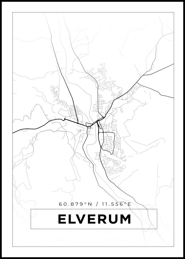 Mappa - Elverum - Poster bianco