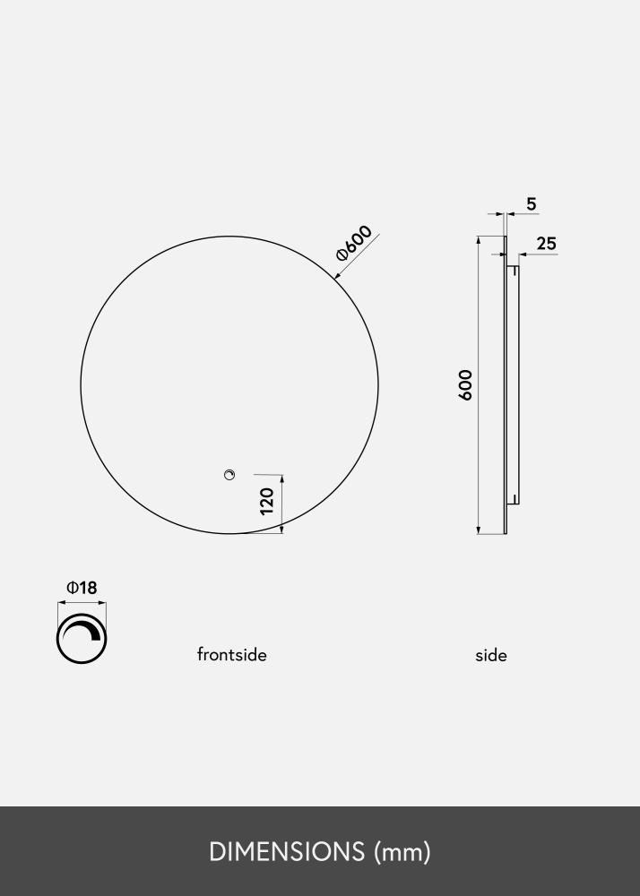 KAILA Specchio LED 60 cm Ø