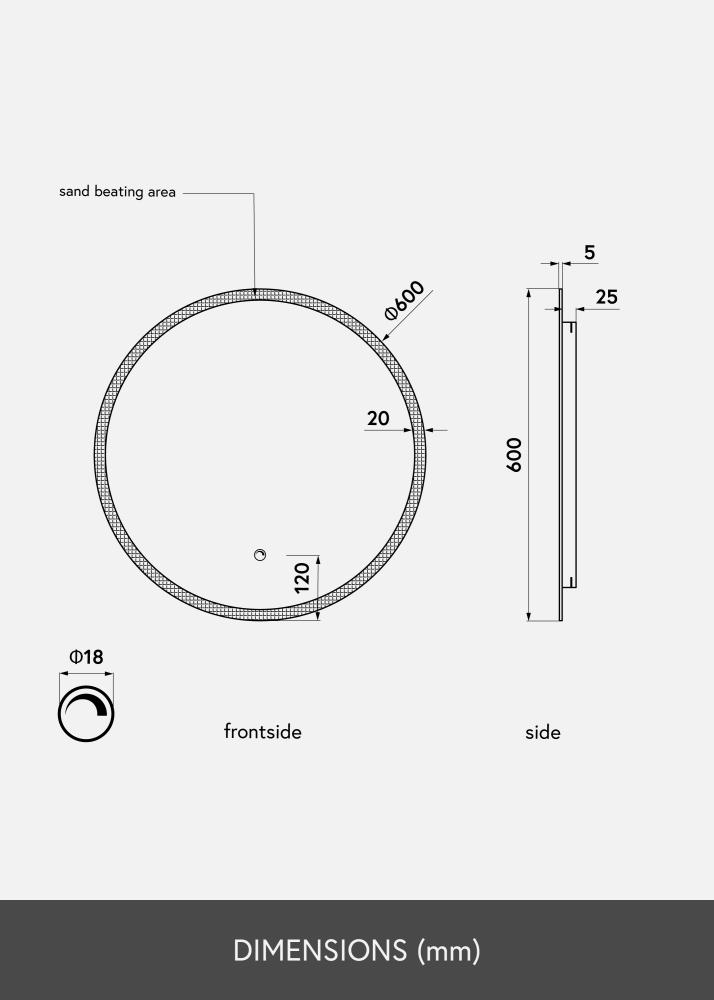 KAILA Specchio Frost LED 60 cm Ø