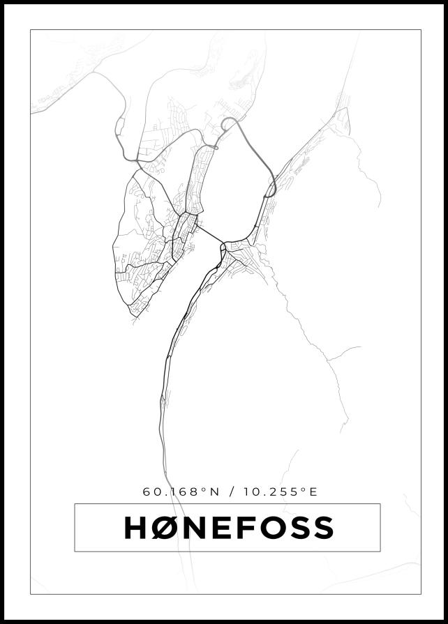 Mappa - Hønefoss - Poster bianco