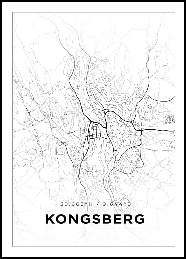 Mappa - Kongsberg - Poster bianco