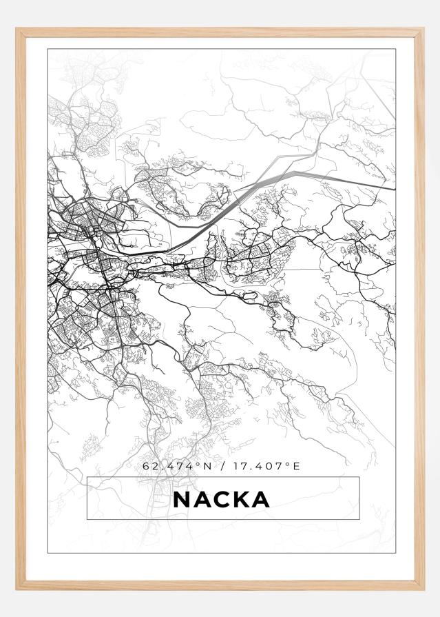 Mappa - Nacka - Poster bianco