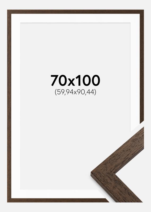 Cornice Brown Wood 70x100 cm - Passe-partout Bianco 24x36 inches