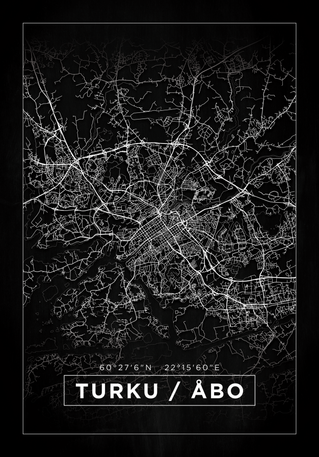 Mappa - Turku / Turku - Poster nero