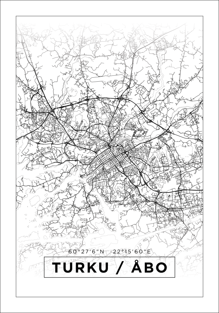 Mappa - Turku / Turku - Poster bianco