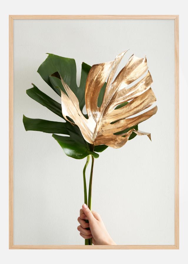 Golden monstera Poster