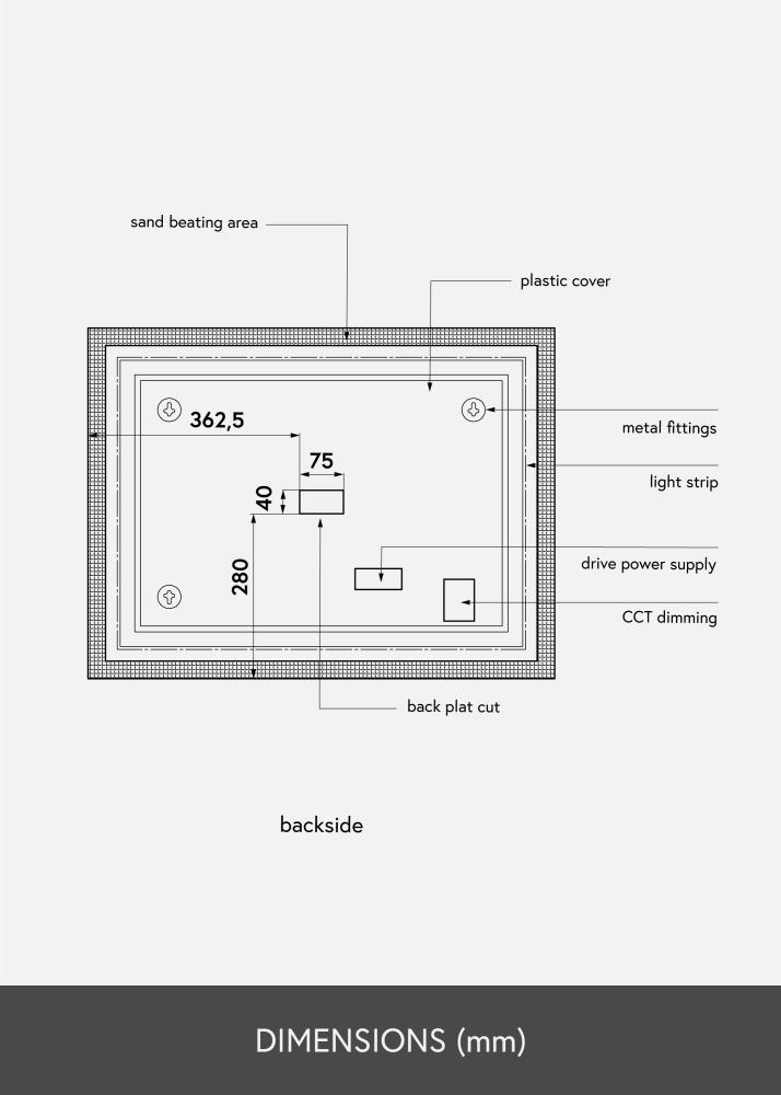 KAILA Specchio Rectangle II LED 60x80 cm