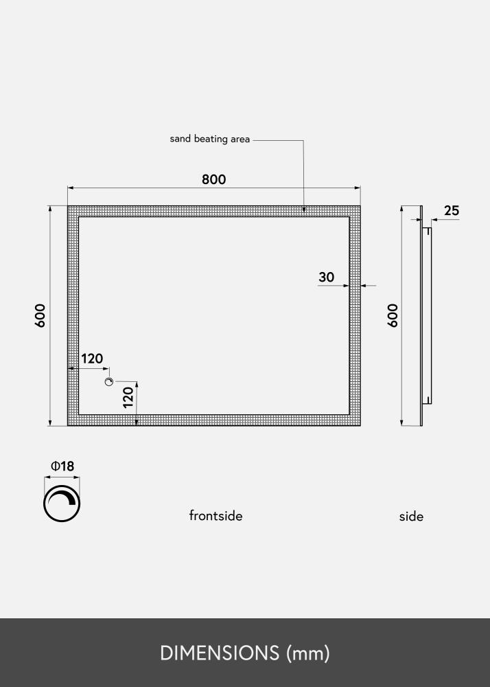 KAILA Specchio Rectangle II LED 60x80 cm