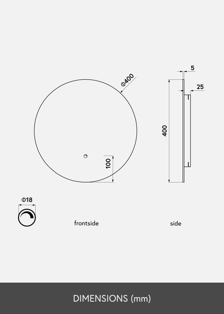 KAILA Specchio LED 40 cm Ø