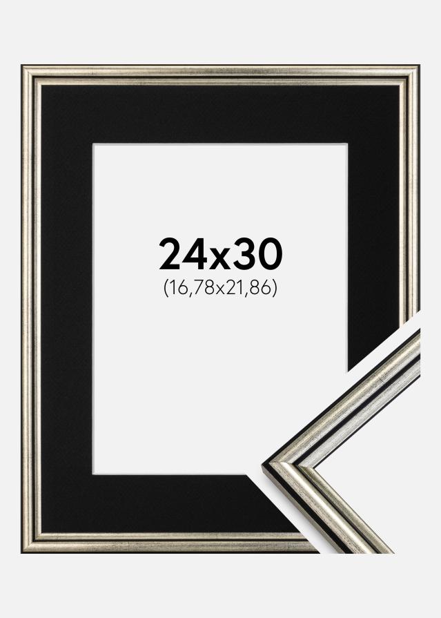 Cornice Horndal Argento 24x30 cm - Passe-partout Nero 7x9 inches