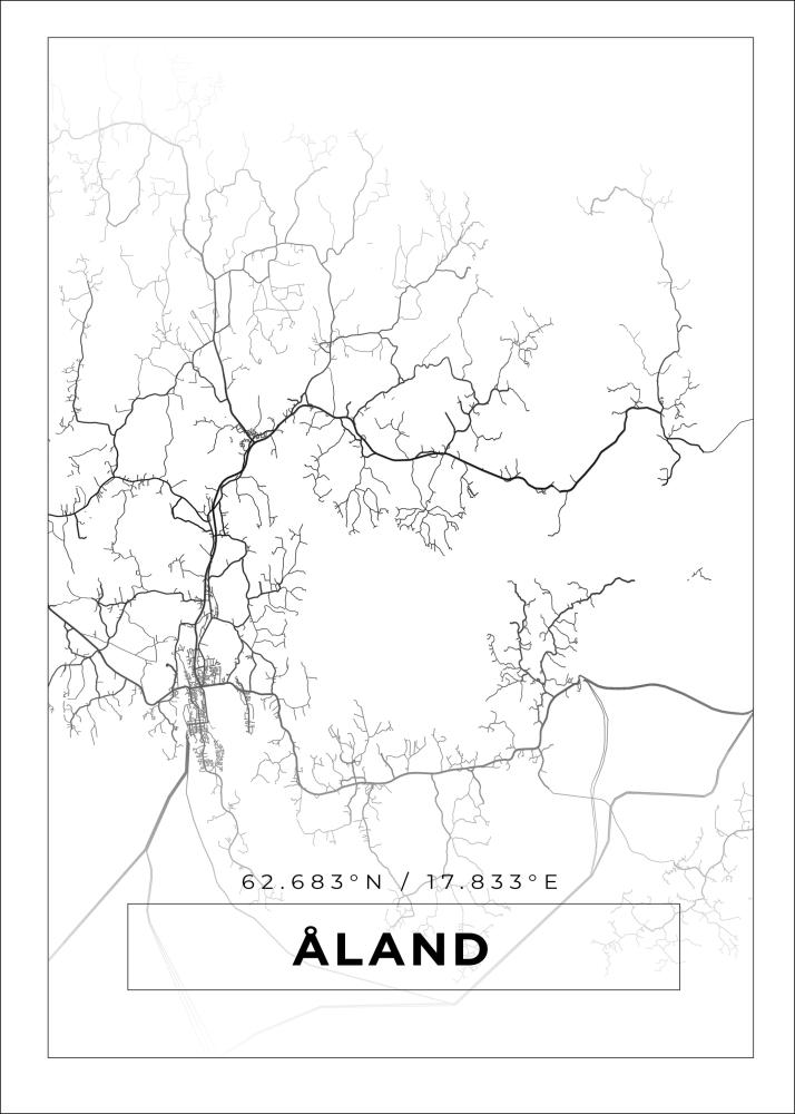 Mappa - Åland - Bianco Poster