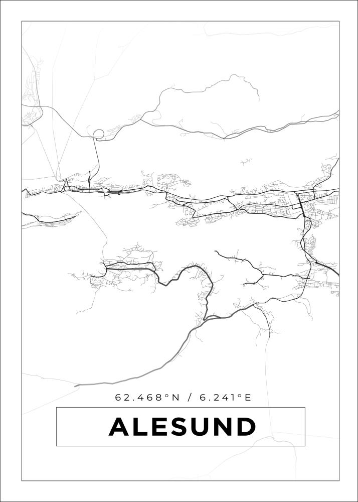 Mappa - Alesund - Poster bianco