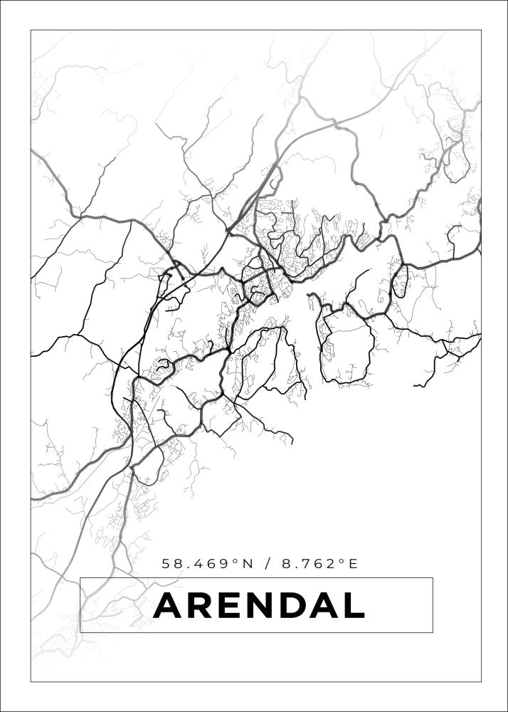 Mappa - Arendal - Poster bianco