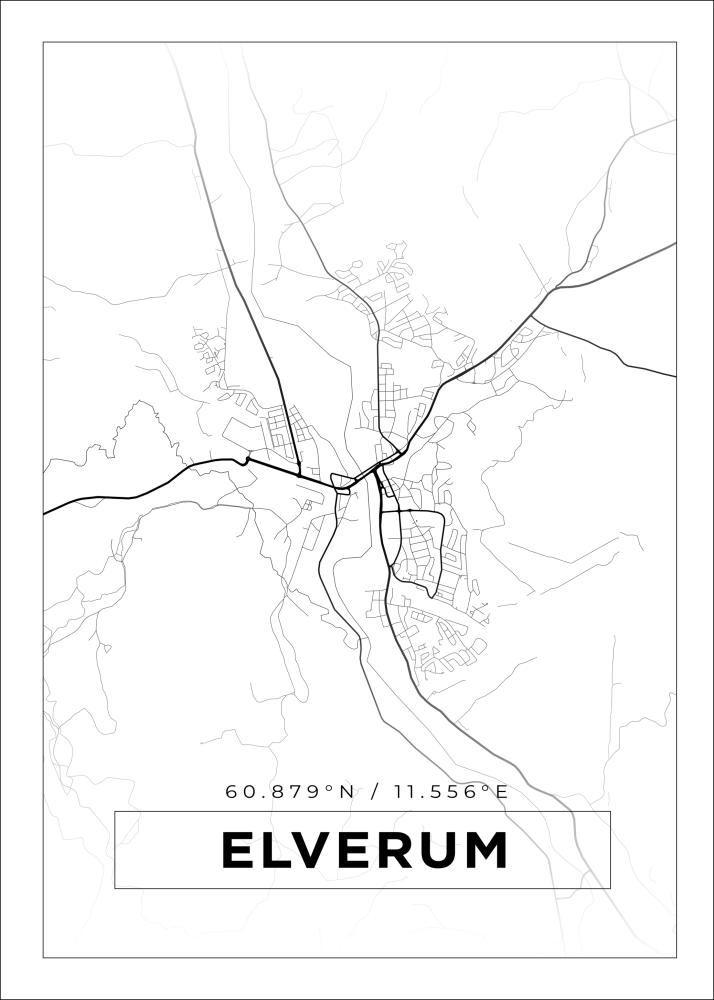 Mappa - Elverum - Poster bianco