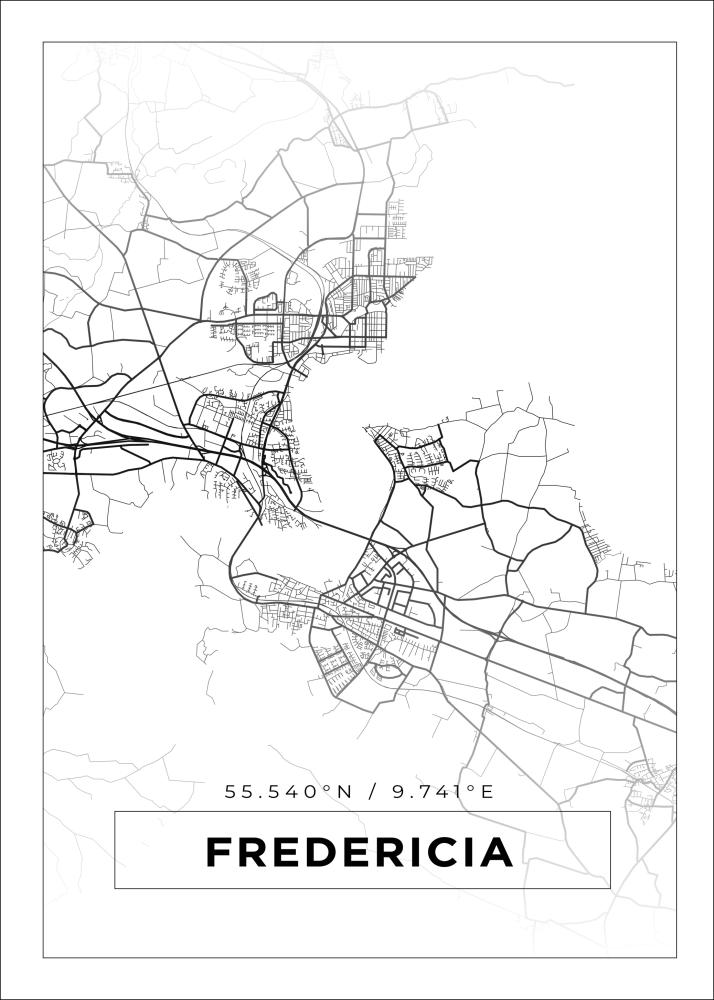 Mappa - Fredericia - Poster bianco