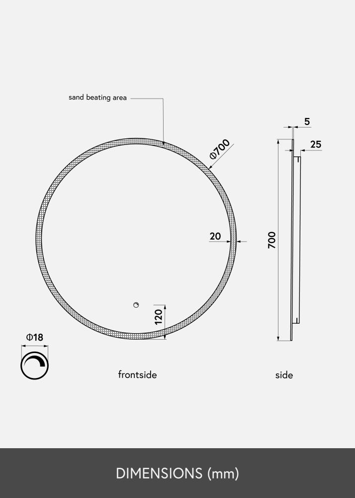 KAILA Specchio Frost LED 70 cm Ø