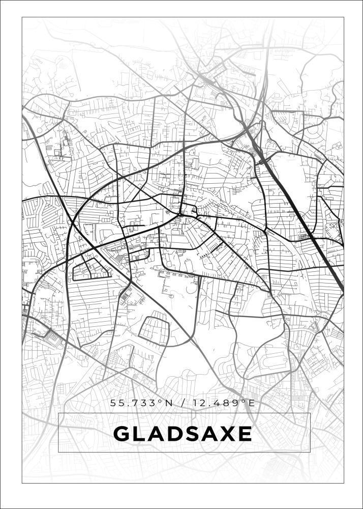 Mappa - Gladsaxe - Poster bianco