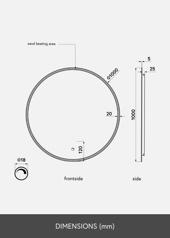 KAILA Specchio Frost LED 100 cm Ø