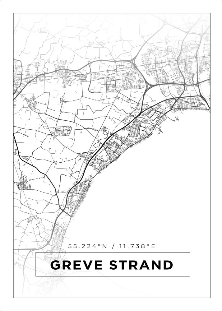 Mappa - Greve Strand - Poster bianco