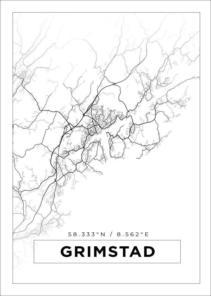 Mappa - Grimstad - Poster bianco