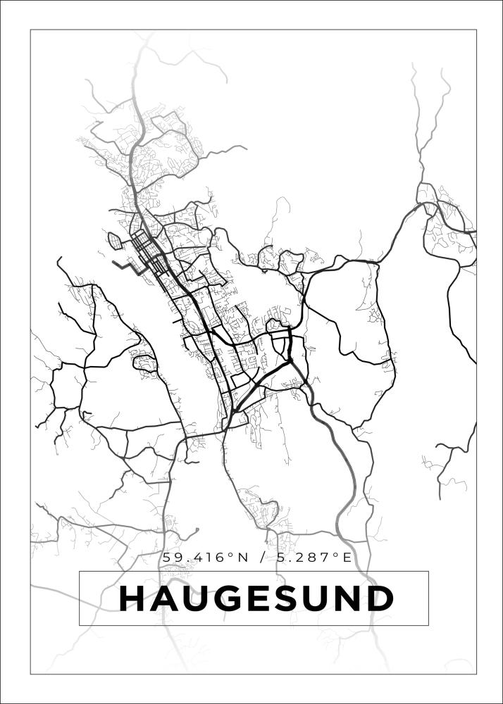 Mappa - Haugesund - Poster bianco