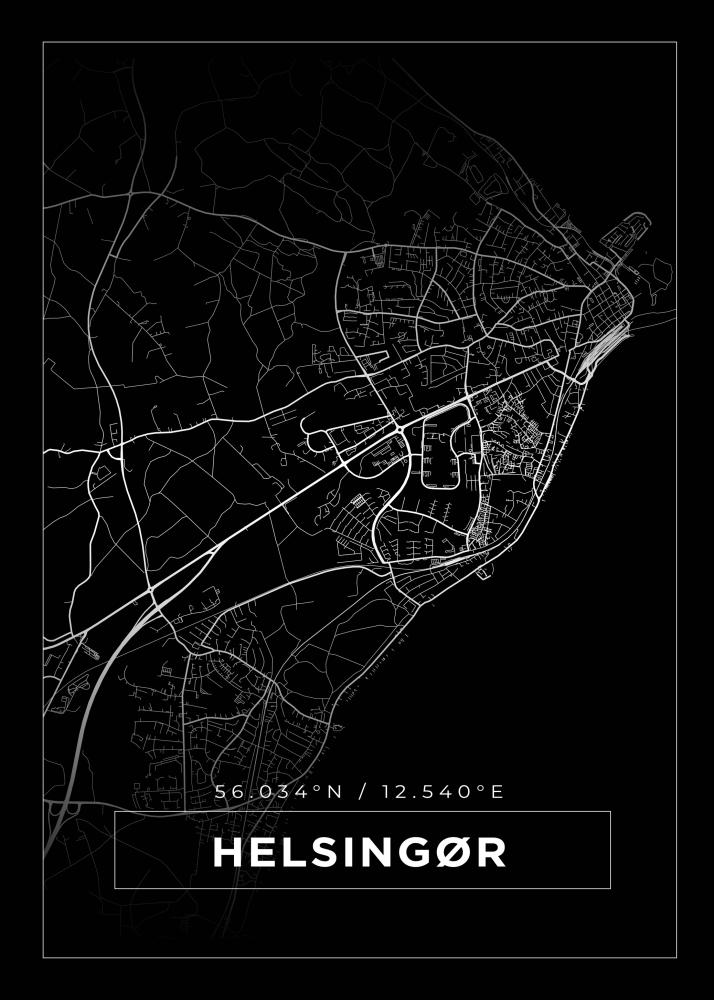 Mappa - Helsingør - Poster nero