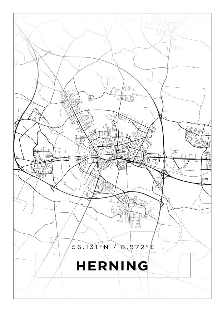 Mappa - Herning - Poster bianco