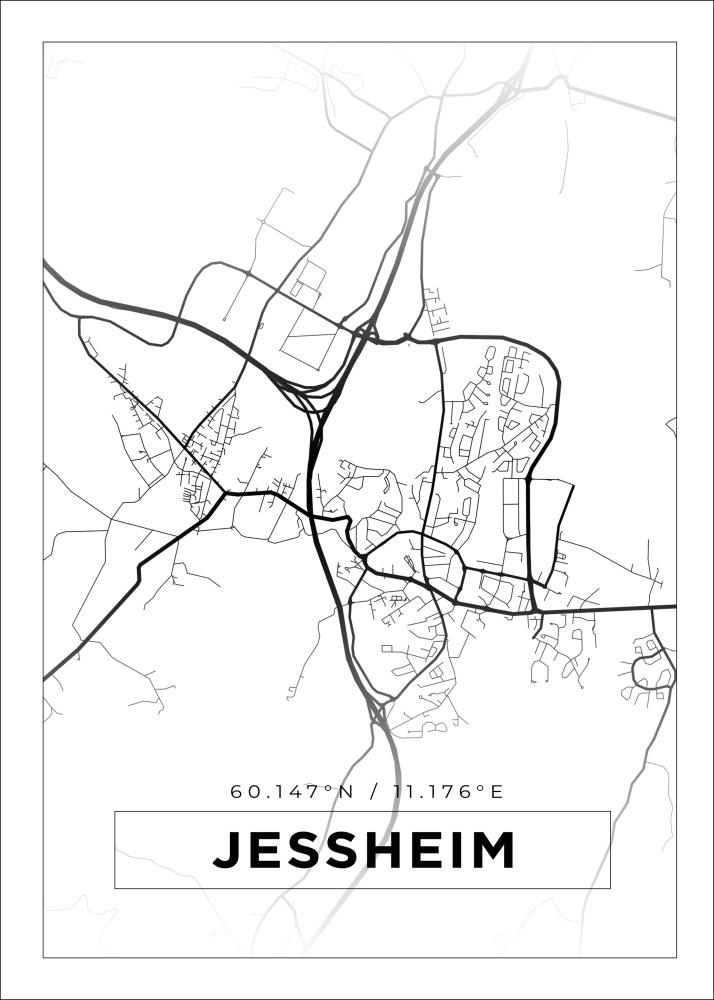 Mappa - Jessheim - Poster bianco