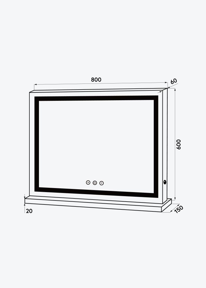 KAILA Specchio per trucco Base Horisontal LED Bianco 80x60 cm