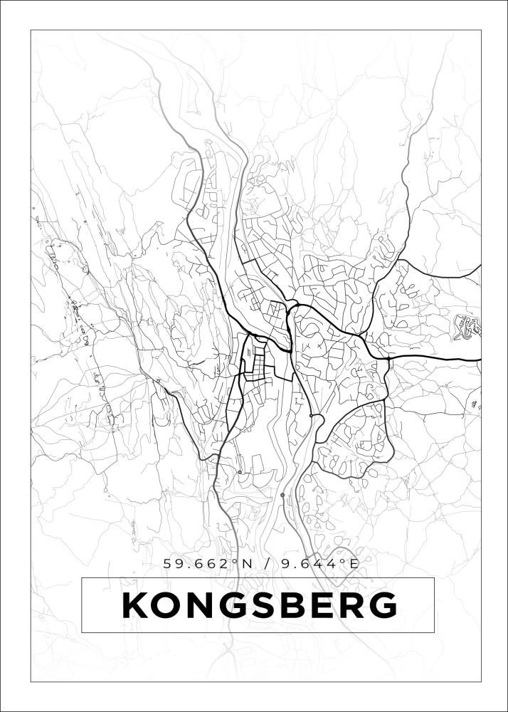 Mappa - Kongsberg - Poster bianco