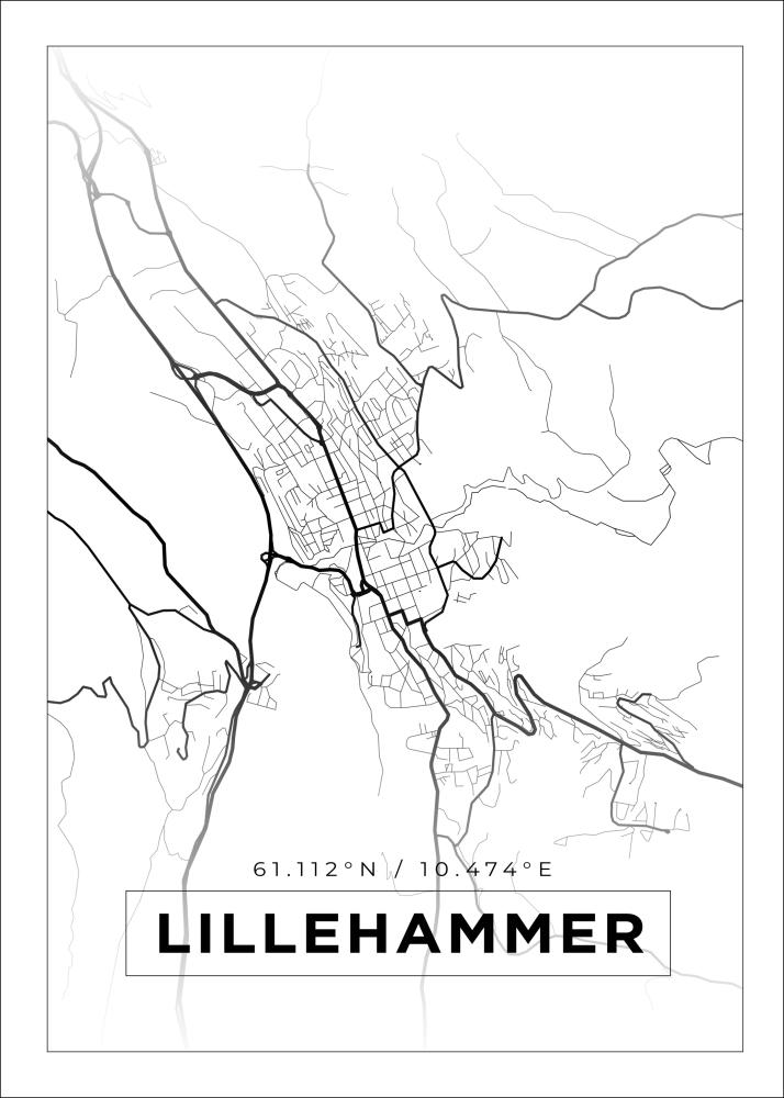 Mappa - Lillehammer - Poster bianco