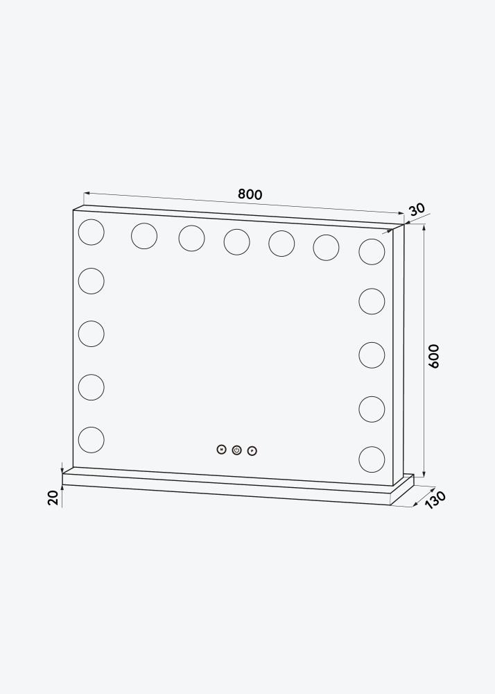 KAILA Specchio per trucco Vanity LED 15 Bianco 80x60 cm