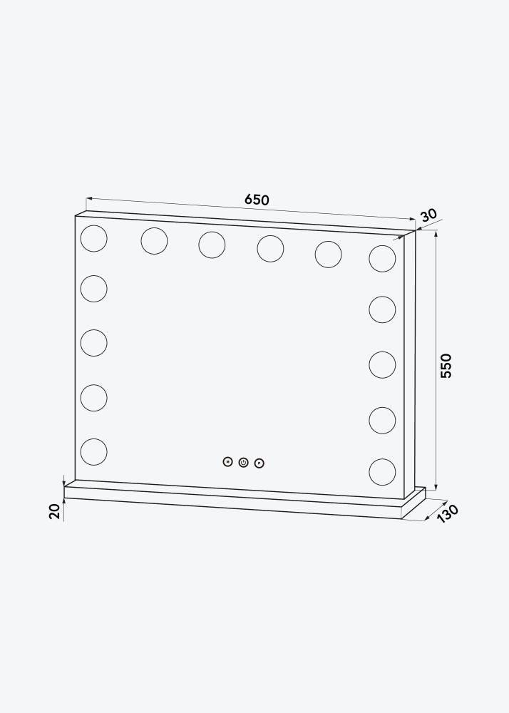 KAILA Specchio per trucco Base LED 14 Argento 65x56 cm