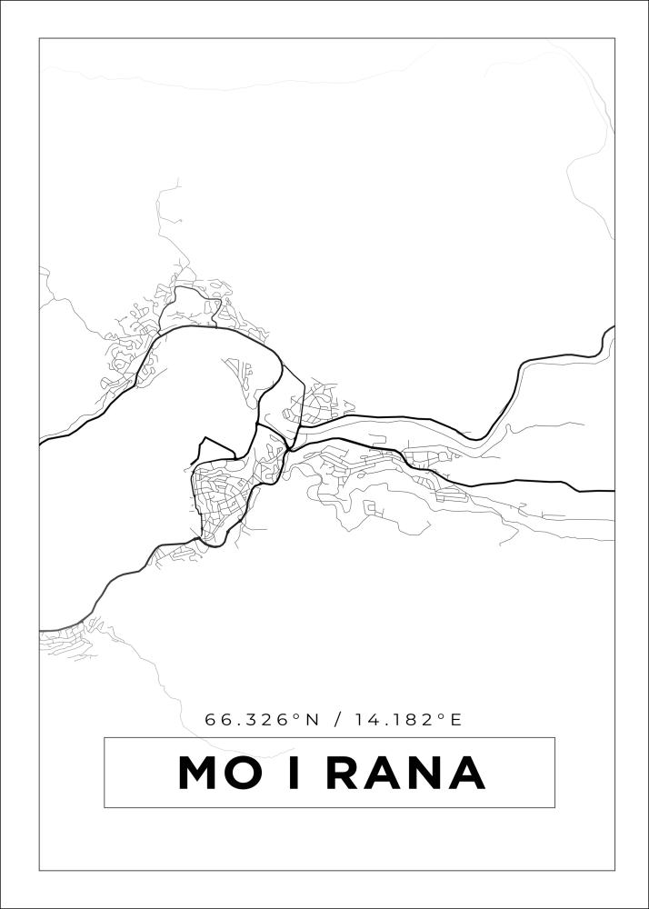 Mappa - Mo I Rana - Poster bianco