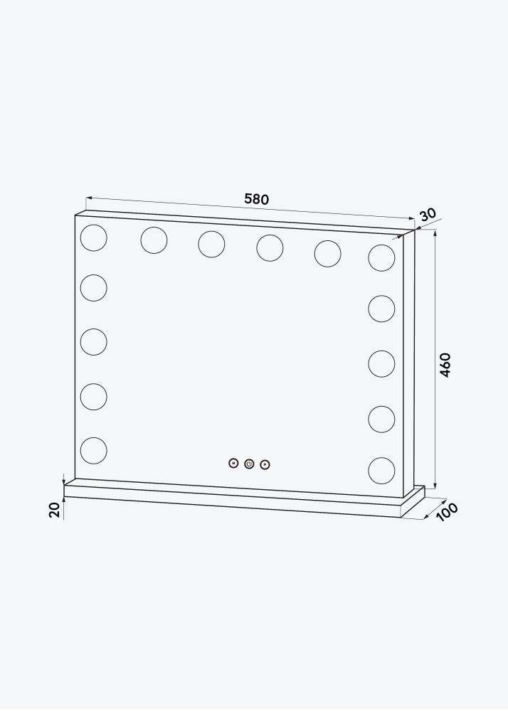 KAILA Specchio per trucco Base LED 14 Argento 56x46 cm