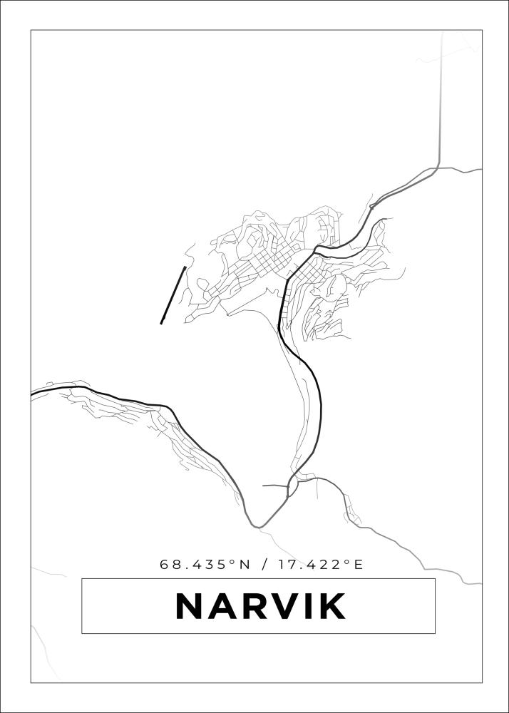 Mappa - Narvik - Poster bianco