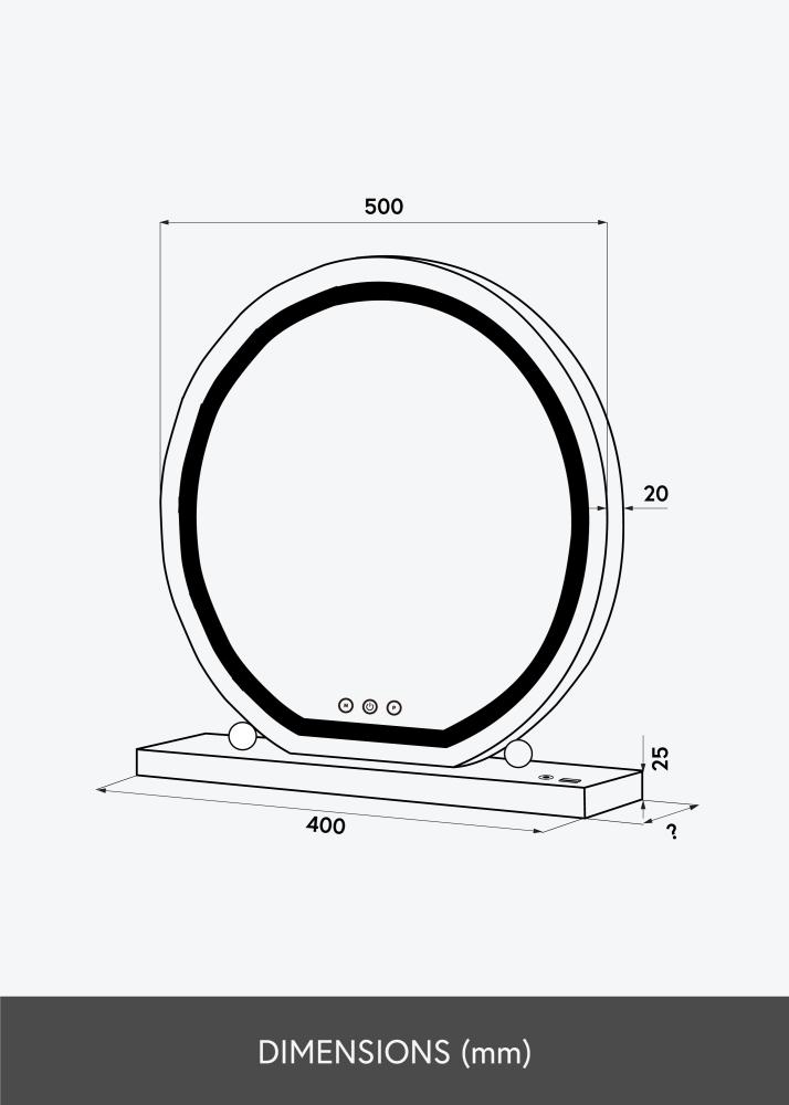 KAILA Specchio per trucco Round LED Bianco 50 cm Ø