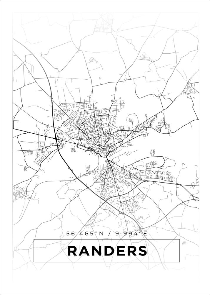 Mappa - Randers - Poster bianco